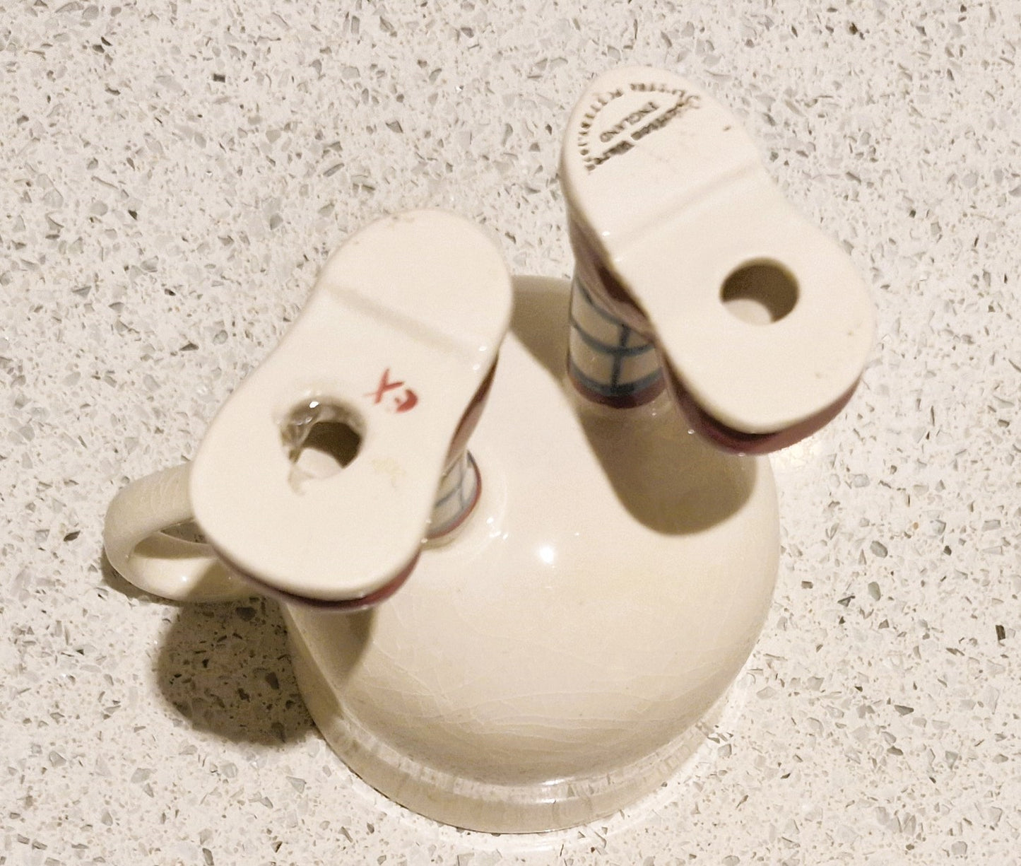 Carltonware Walking cup, Carltonware walking mug, Carltonware, Walking ware, REPAIRED, Mug, cup, feet, legs, Red, Burgundy, long legs