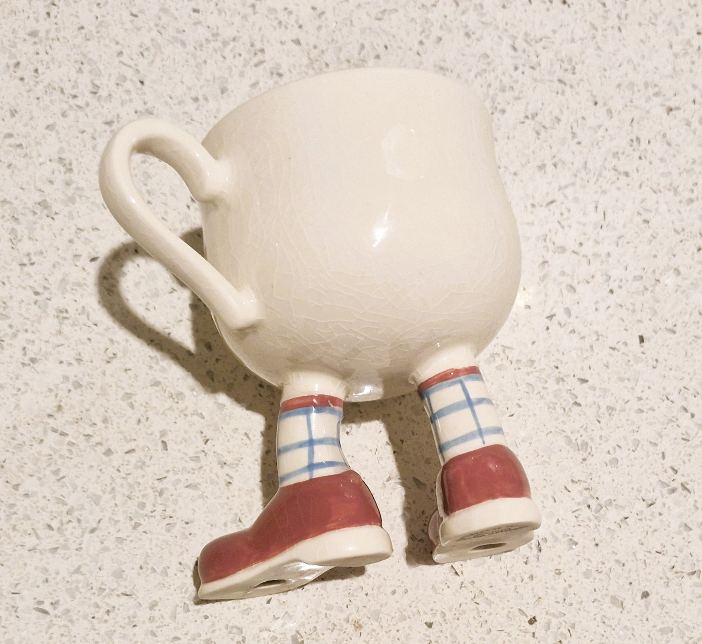 Carltonware Walking cup, Carltonware walking mug, Carltonware, Walking ware, REPAIRED, Mug, cup, feet, legs, Red, Burgundy, long legs