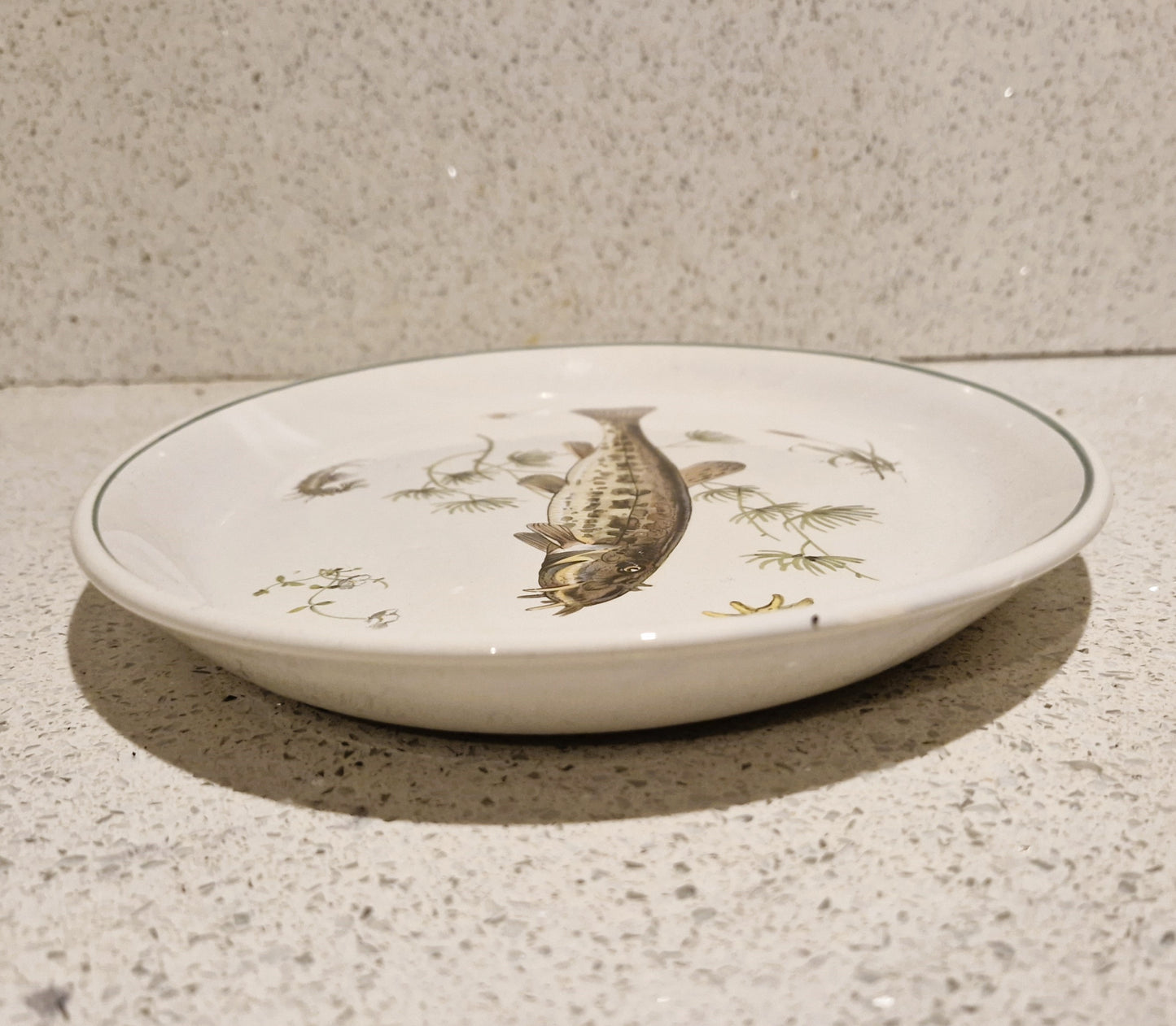 Fish Serving Platter, Old English Ironstone, Simpsons, English Ironstone, Spined Loach, Fish Serving Platter, Course Fishing,  Fly Fisherman