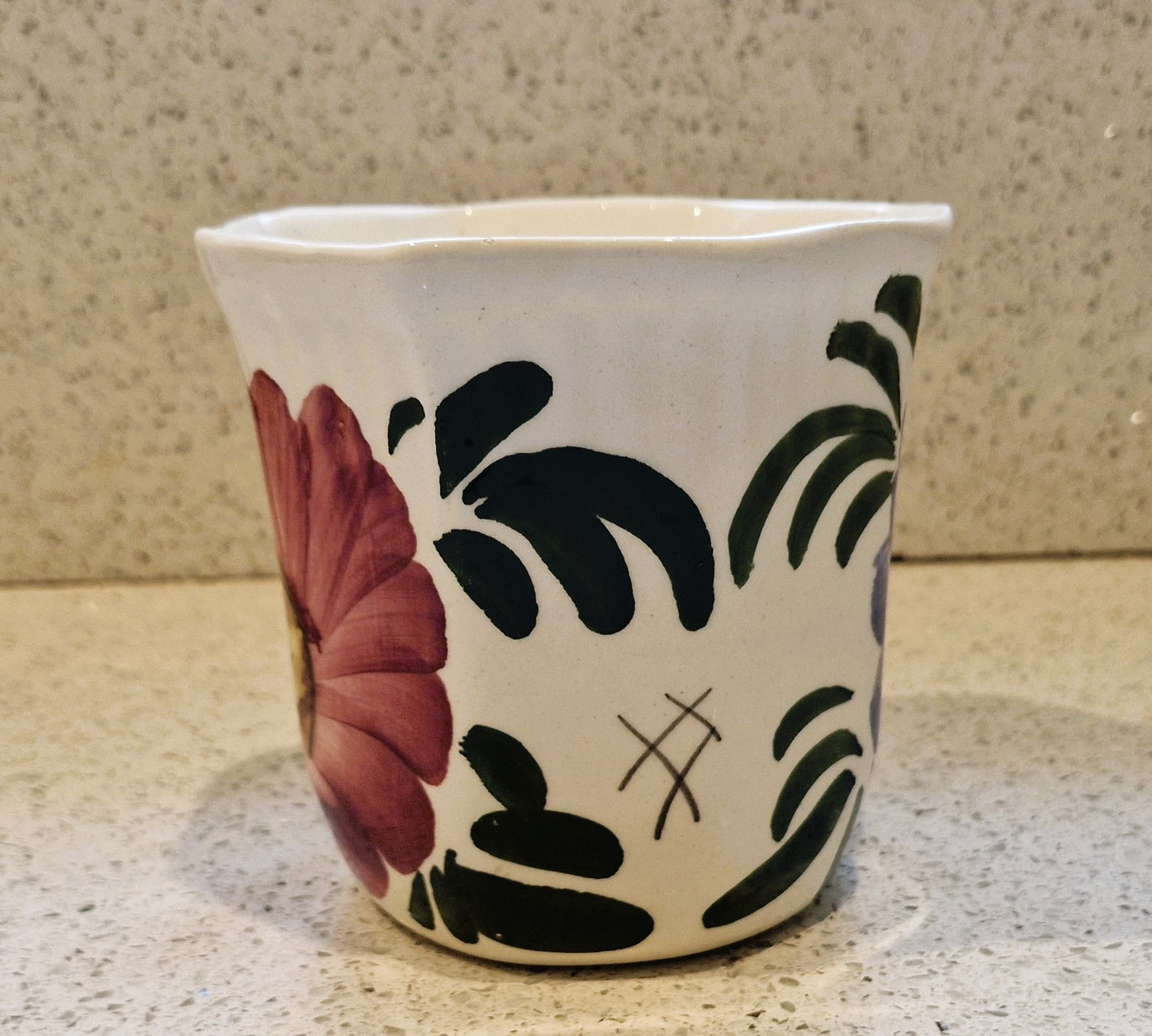 Vintage Hand Painted Plant Pot: Mediterranean Indoor Planter