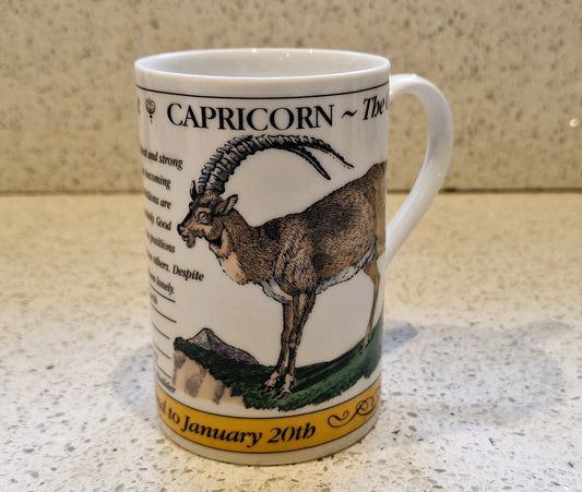 Vintage Capricorn Zodiac Mug: Scottish, Goat Sign