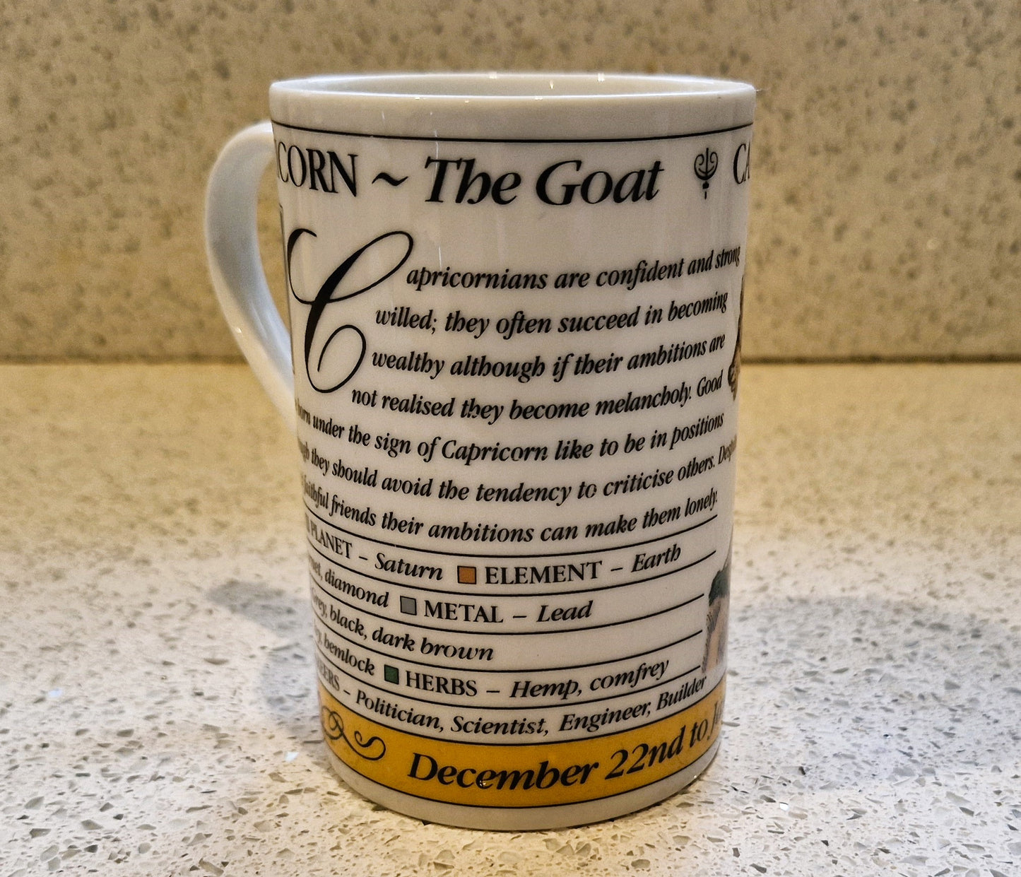 Vintage Capricorn Zodiac Mug: Scottish, Goat Sign