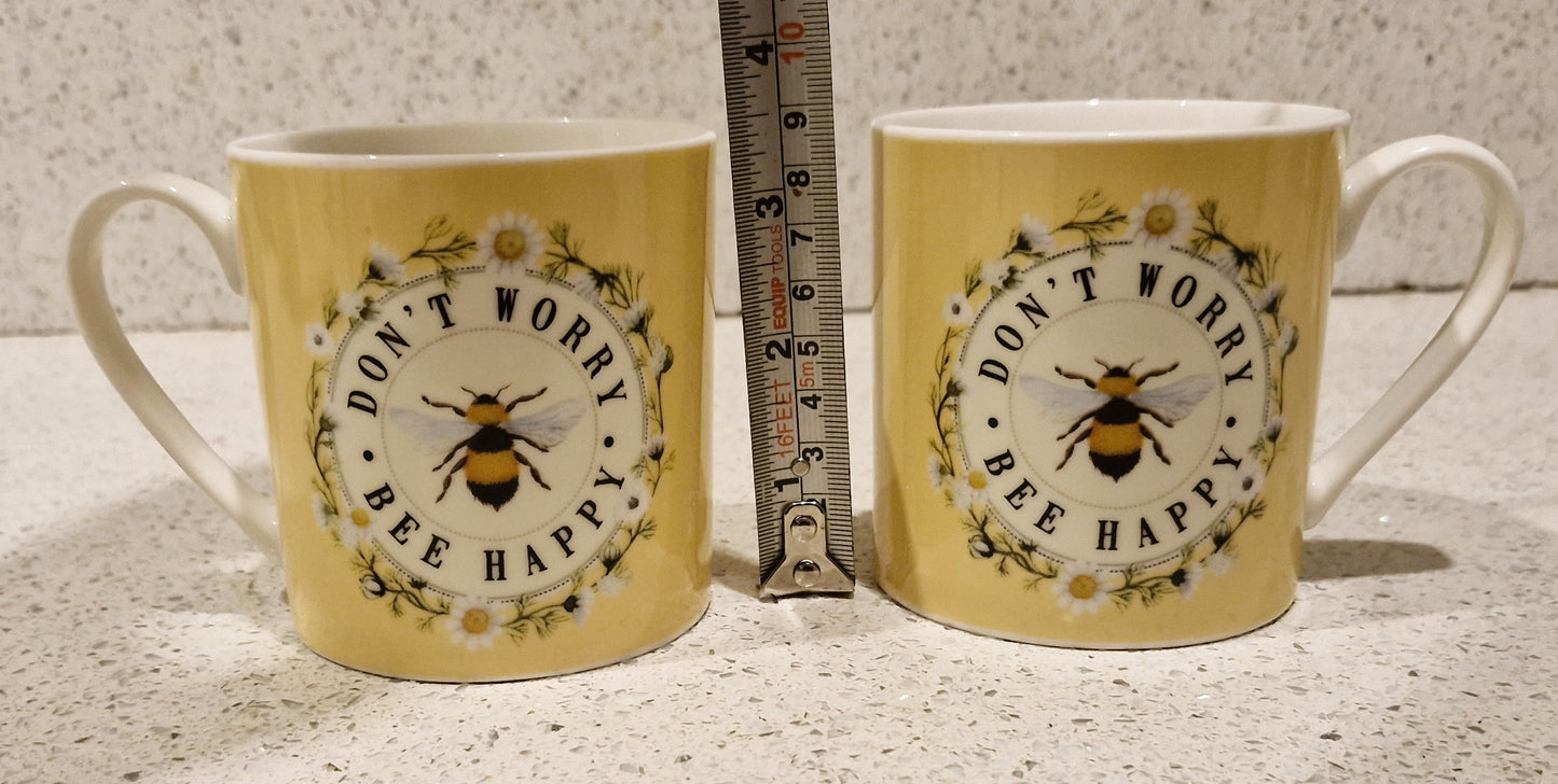 Don't Worry Bee Happy Mugs, Vintage Bee Mugs, Honey Bee, Mugs, Bee Kepper,