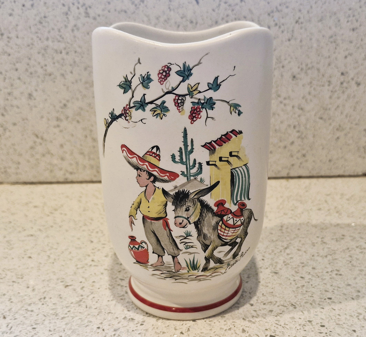 1950s Little Pedro Ceramic Vase: Kitsch Donkey Decor