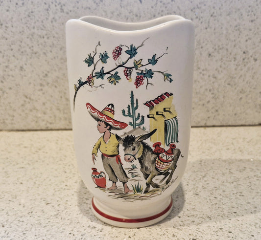 1950s Little Pedro Ceramic Vase: Kitsch Donkey Decor