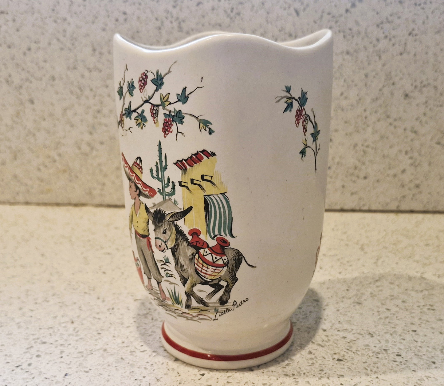 1950s Little Pedro Ceramic Vase: Kitsch Donkey Decor
