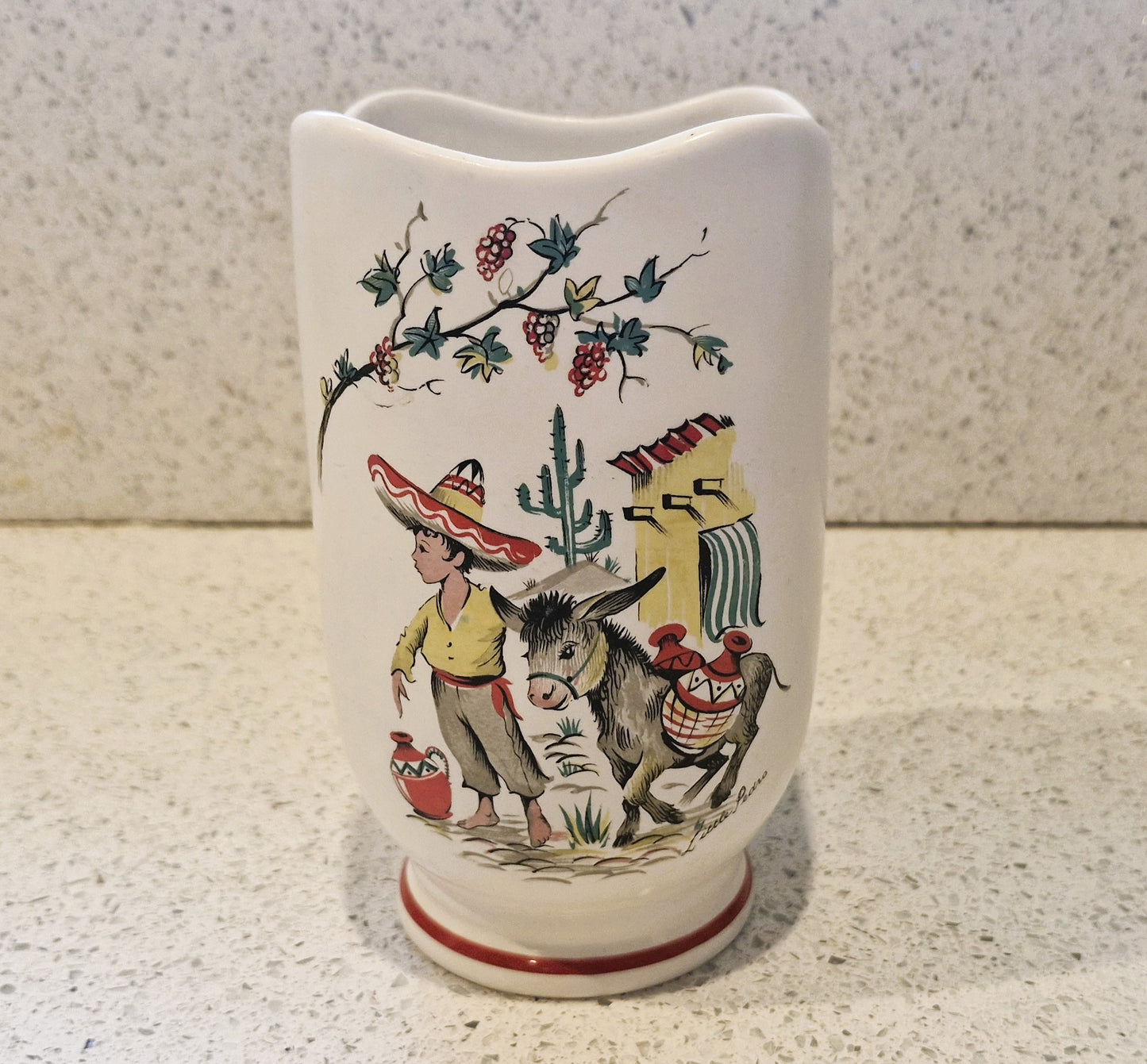 1950s Little Pedro Ceramic Vase: Kitsch Donkey Decor