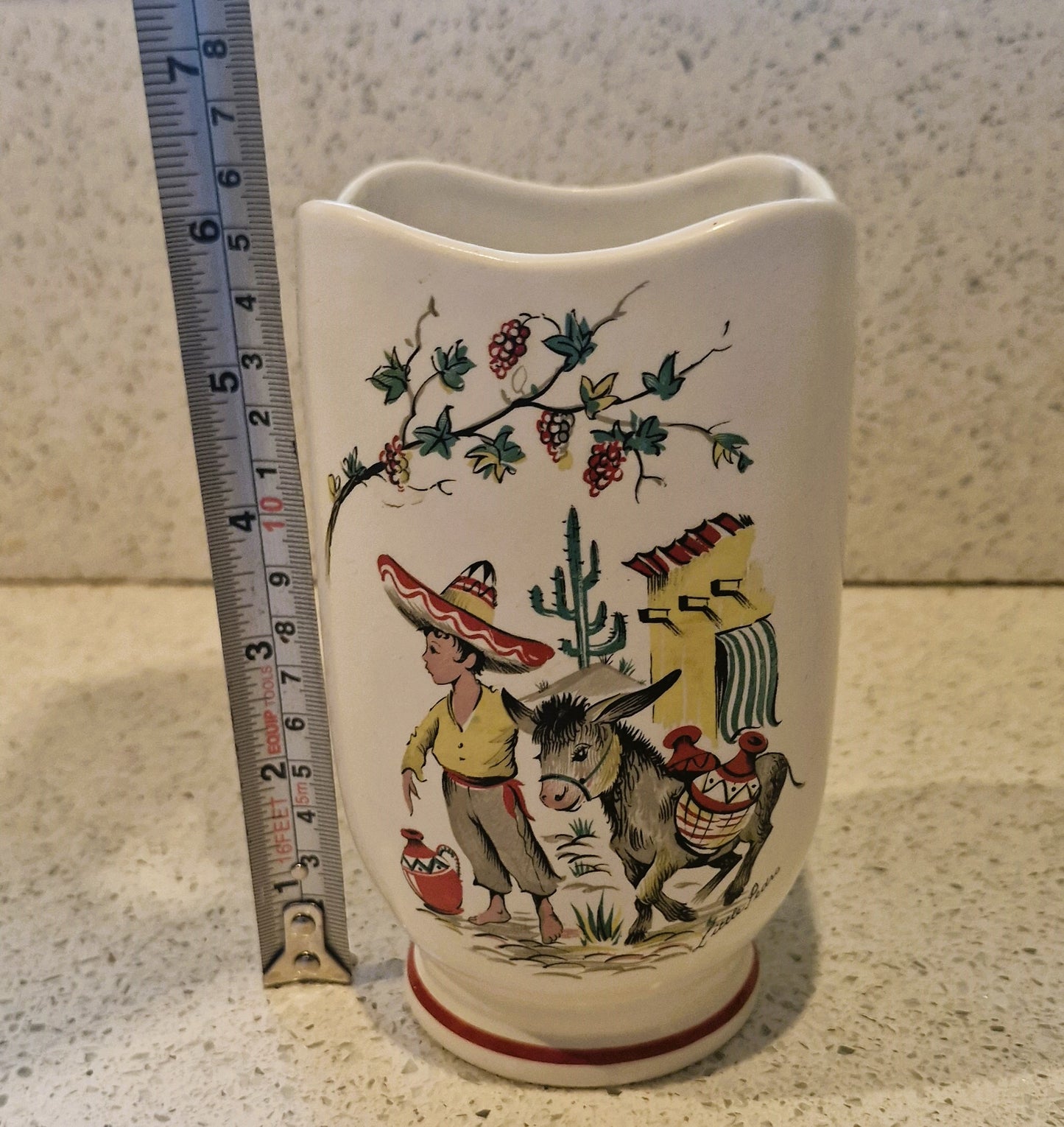 1950s Little Pedro Ceramic Vase: Kitsch Donkey Decor