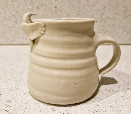 Handmade Pottery Coffee Mug: Vintage Bird Accent, Studio Pottery