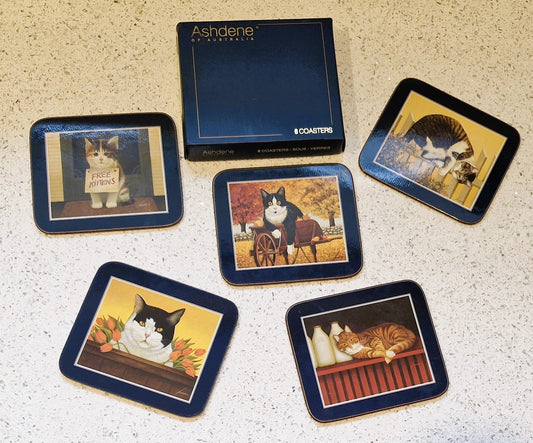 Ashdene by Australia, Cat Coasters, Free Kittens, Vintage, Quirky Cats, cute Cats, Vintage Cats, Cat Lovers, Gift, Quirky cats,
