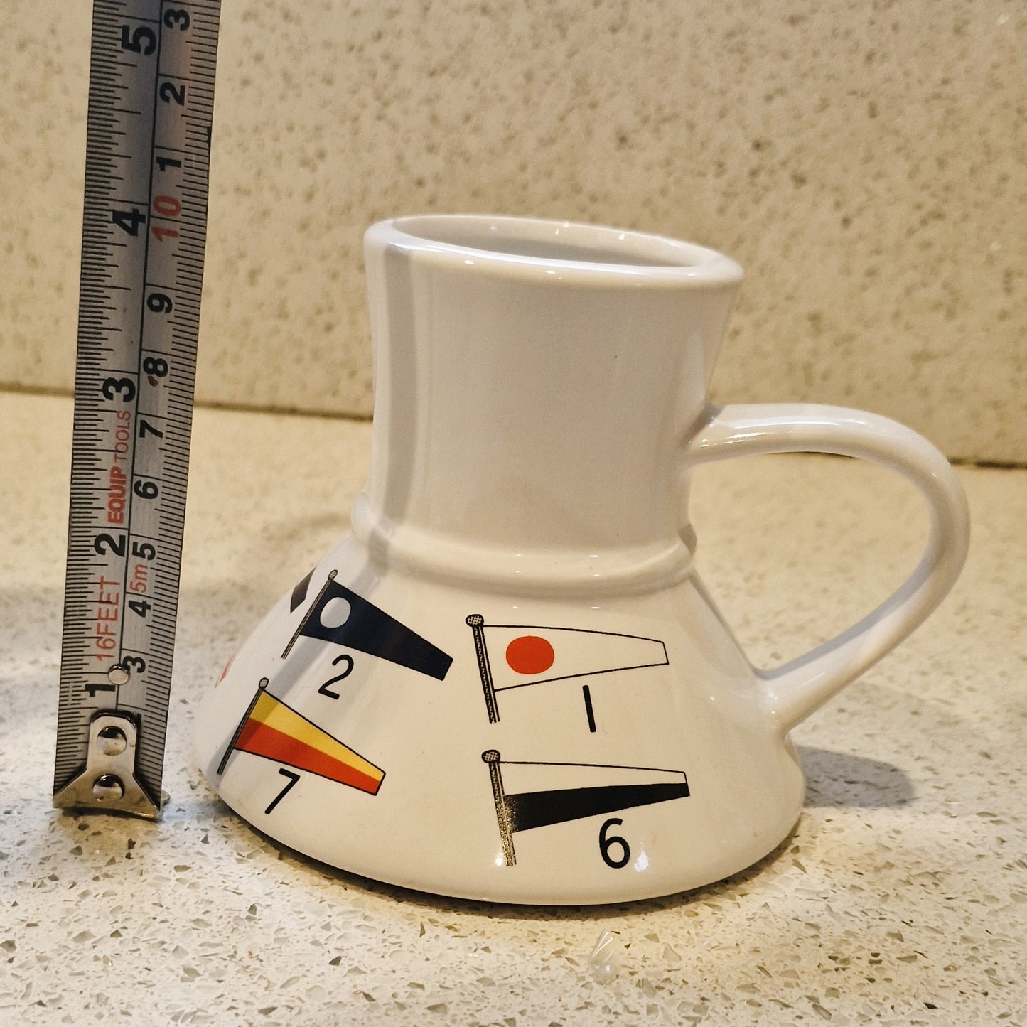 No Spill Sailing Mug: Yacht Race Flags Design