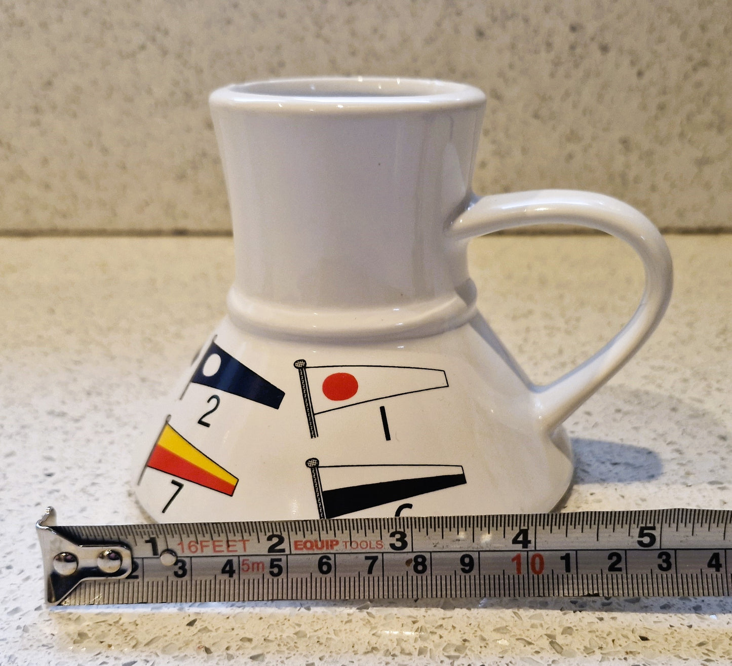No Spill Sailing Mug: Yacht Race Flags Design