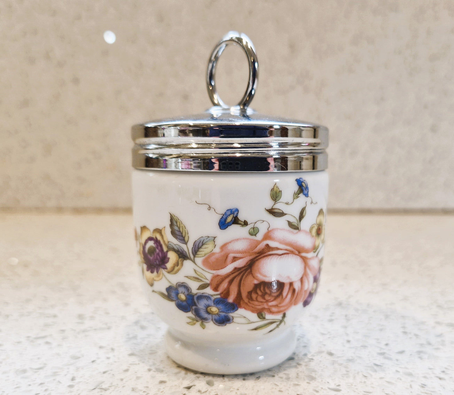 Royal Worcester Egg Coddler, Bournemouth, Single Egg, Pink rose, Pattern, Vintage, Fine China
