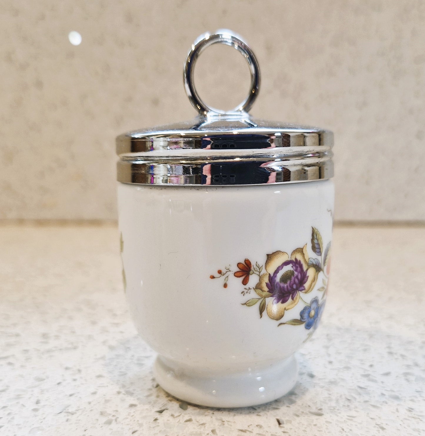 Royal Worcester Egg Coddler, Bournemouth, Single Egg, Pink rose, Pattern, Vintage, Fine China