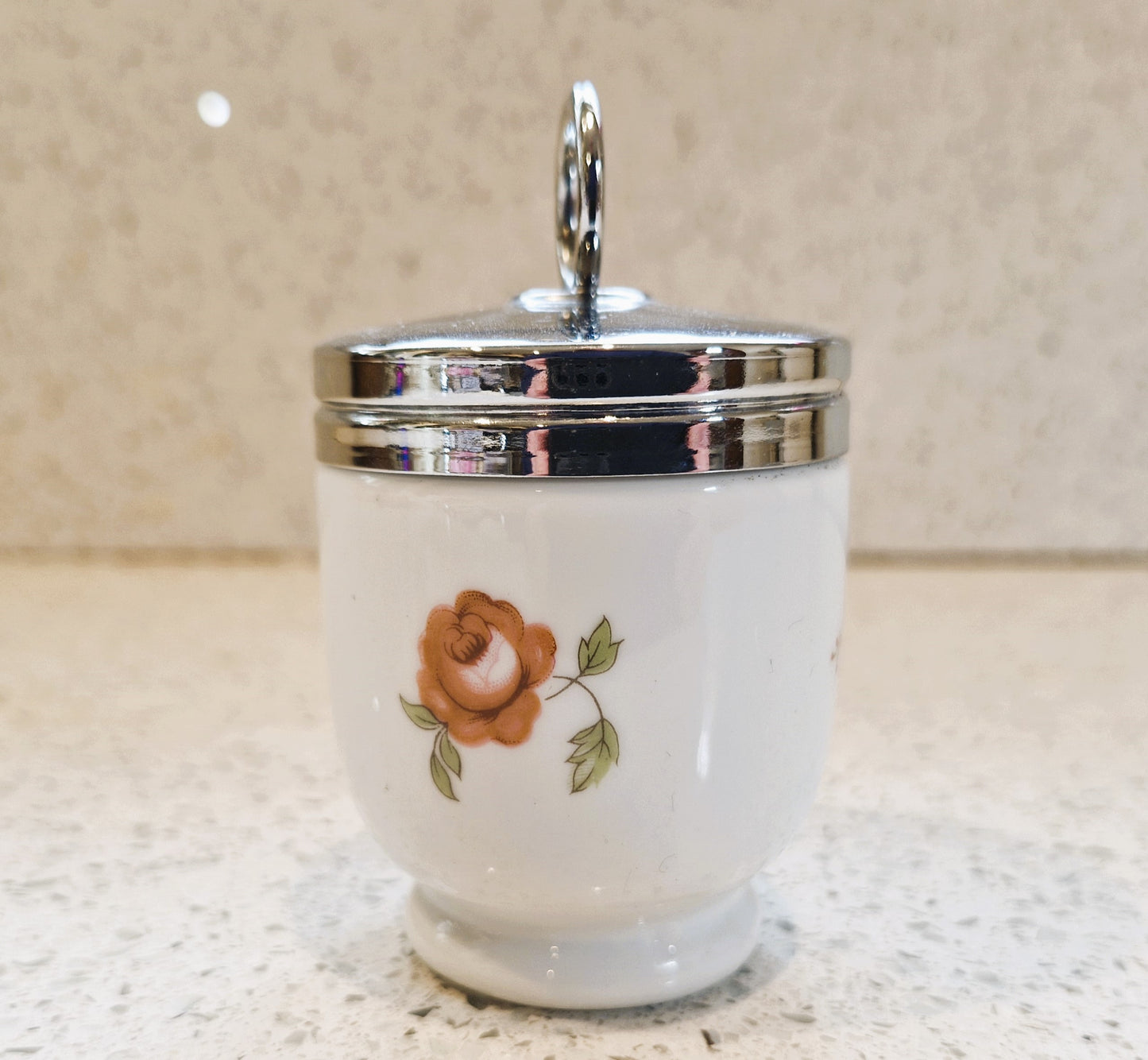 Royal Worcester Egg Coddler, Bournemouth, Single Egg, Pink rose, Pattern, Vintage, Fine China