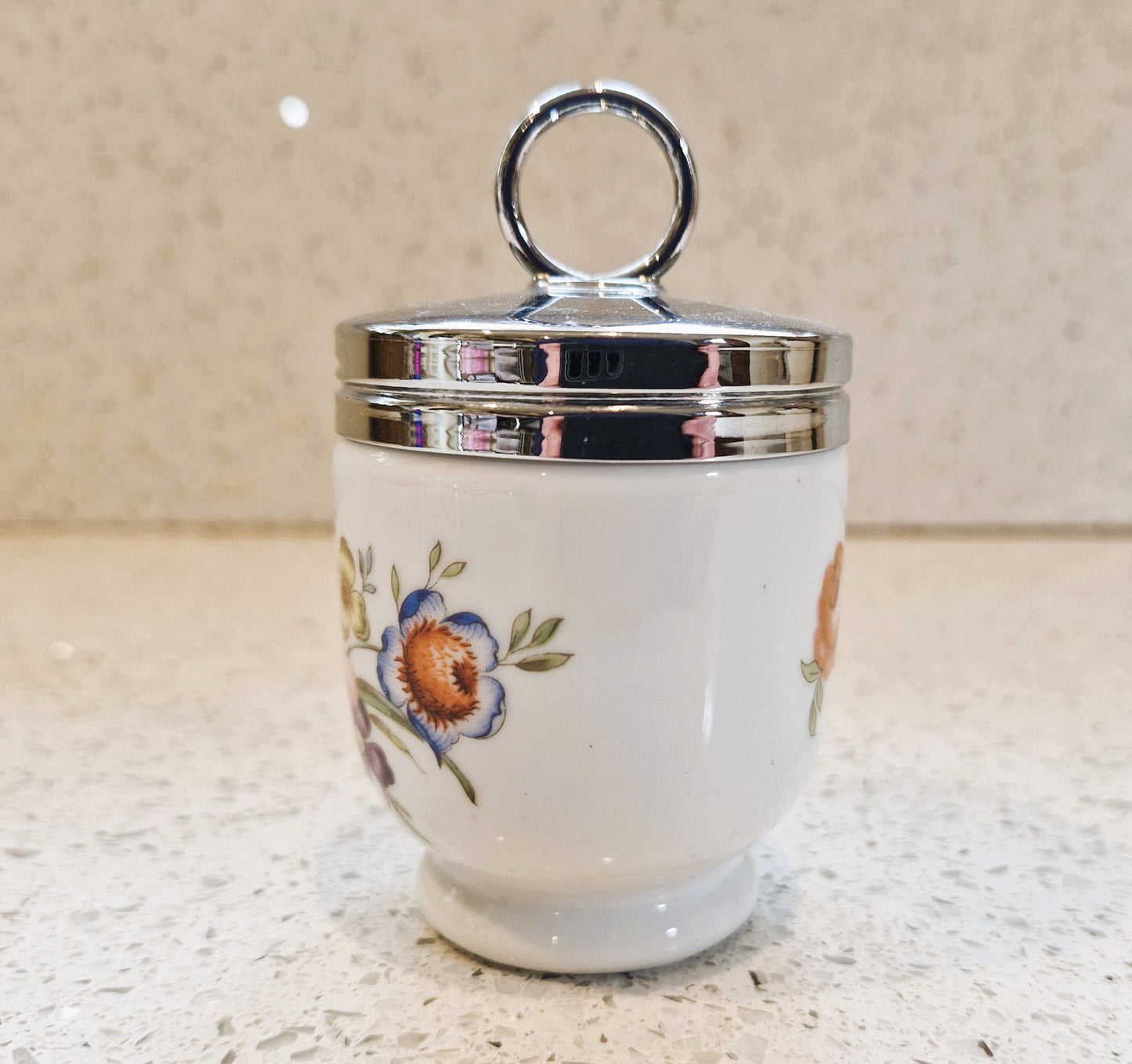 Royal Worcester Egg Coddler, Bournemouth, Single Egg, Pink rose, Pattern, Vintage, Fine China