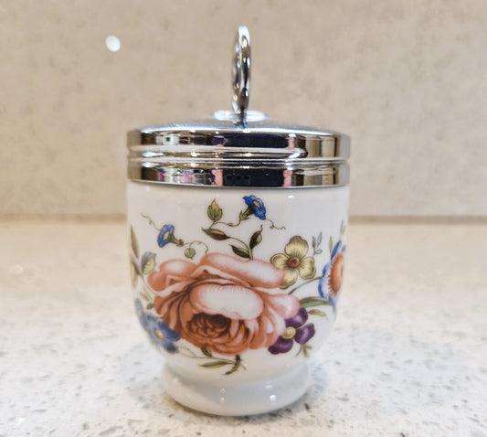 Royal Worcester Egg Coddler, Bournemouth, Single Egg, Pink rose, Pattern, Vintage, Fine China