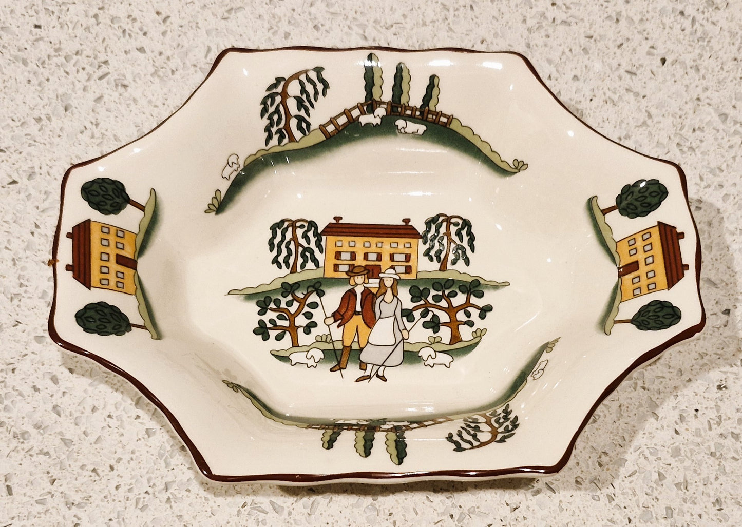 Masons ironstone, Marsten Mandrajji, Country Lane, Dish, Plate, Bowl, Vintage, patent, Made in England