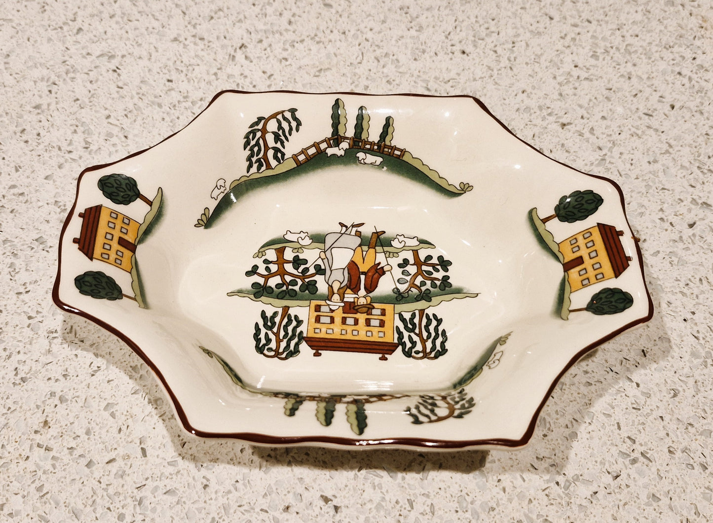 Masons ironstone, Marsten Mandrajji, Country Lane, Dish, Plate, Bowl, Vintage, patent, Made in England
