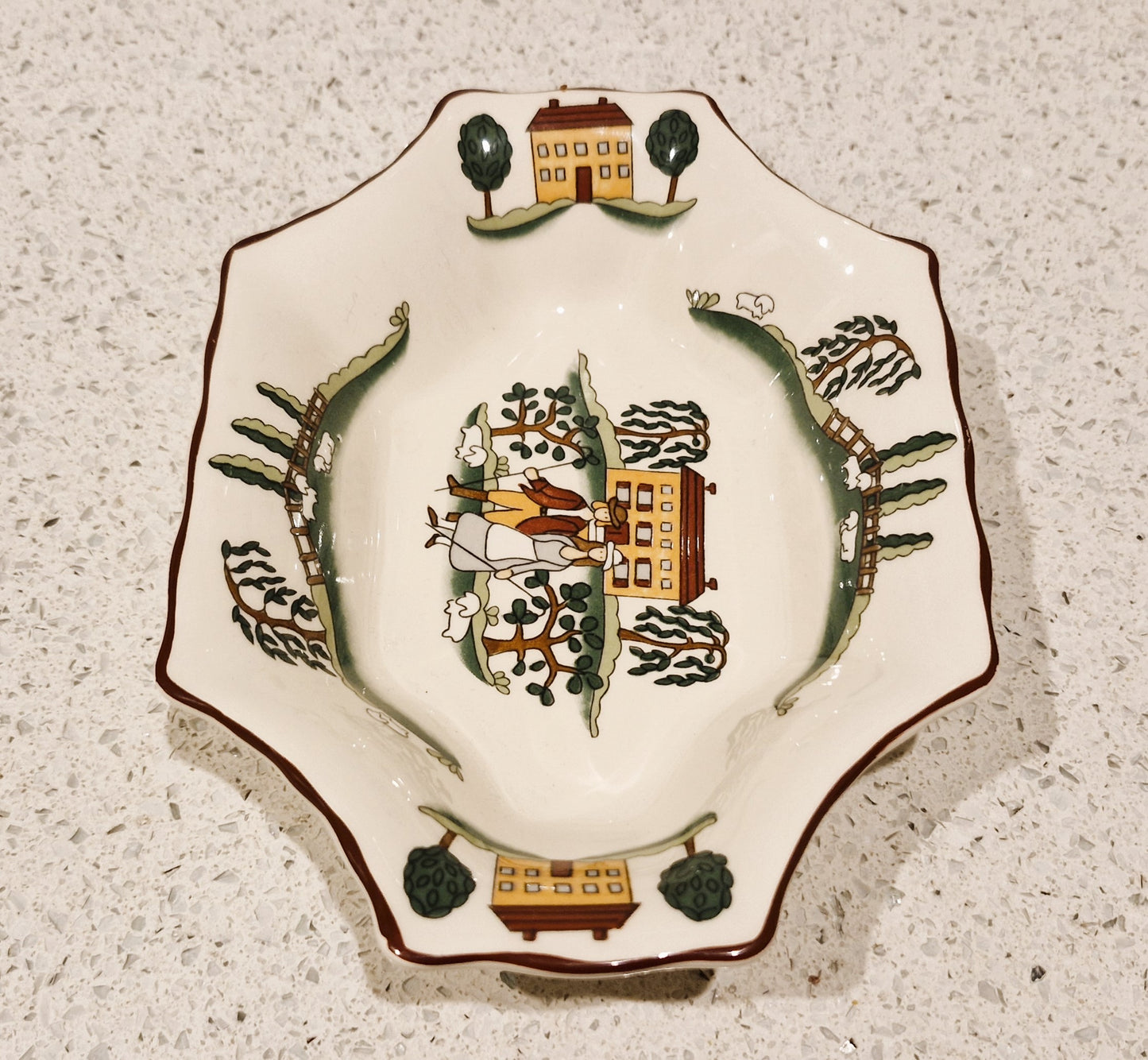 Masons ironstone, Marsten Mandrajji, Country Lane, Dish, Plate, Bowl, Vintage, patent, Made in England