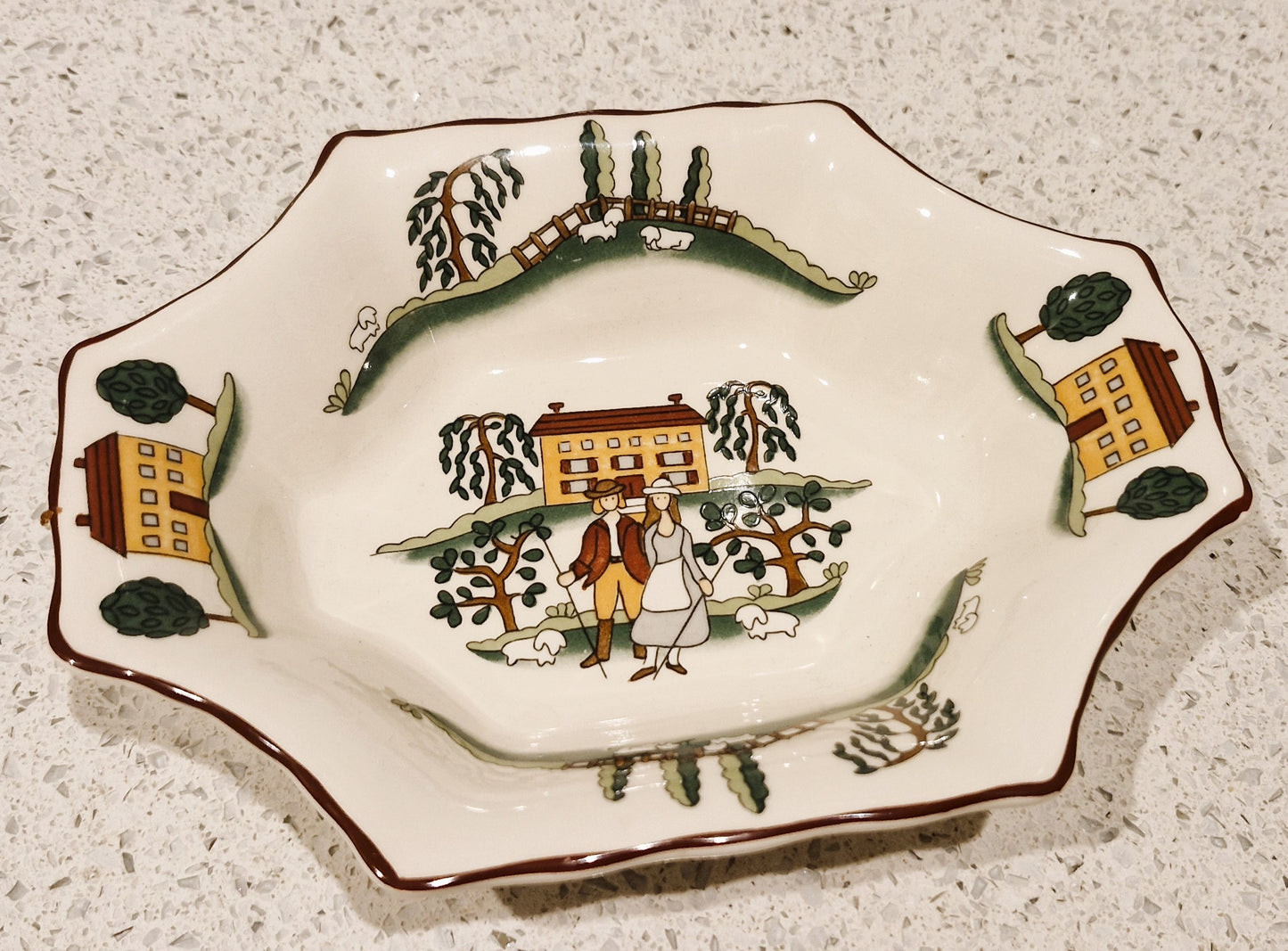 Masons ironstone, Marsten Mandrajji, Country Lane, Dish, Plate, Bowl, Vintage, patent, Made in England
