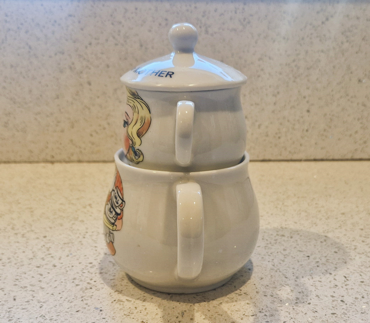 Mother Day Gift, Tea for Mother, Afternoon Tea, Kitsch, Quirky, Vintage, Novelty Teapot, 'Tea for Mother', Stackable, Tea Set,