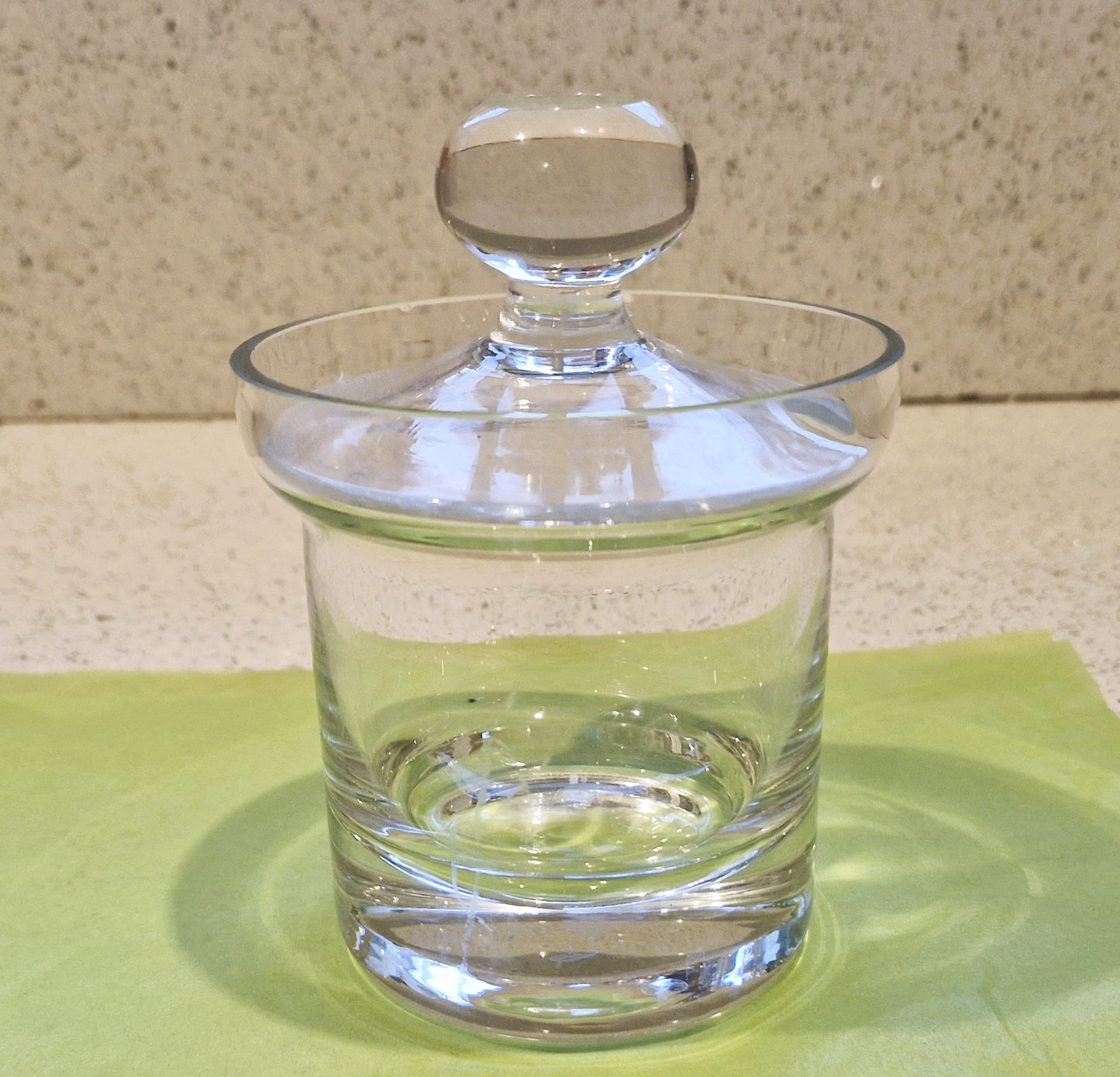 Clear glass jam pot with glass spoon, glass marmalade jar, glass conserve pot with spoon, clear glass jam jar, clear glass preserves pot