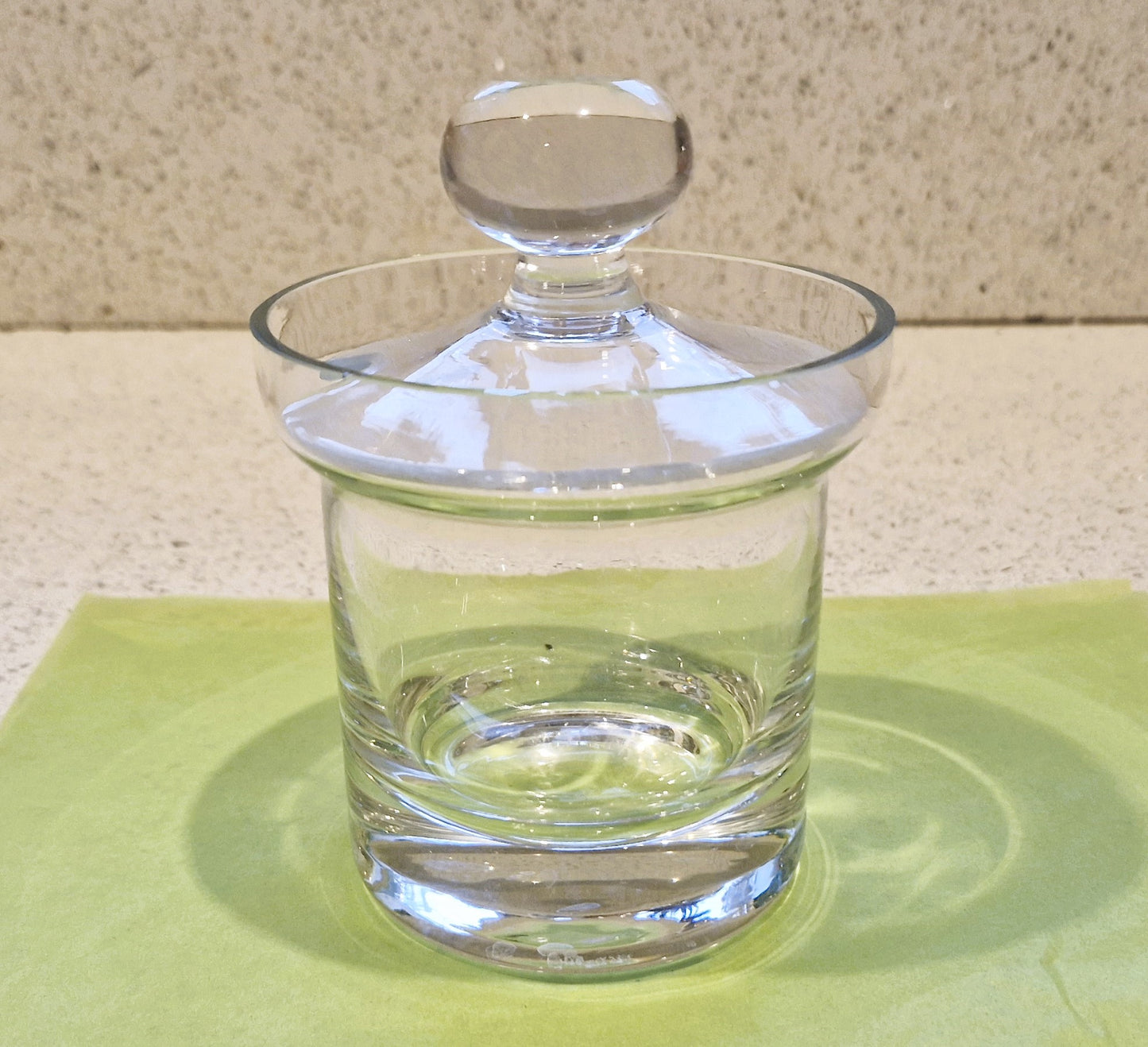 Clear glass jam pot with glass spoon, glass marmalade jar, glass conserve pot with spoon, clear glass jam jar, clear glass preserves pot