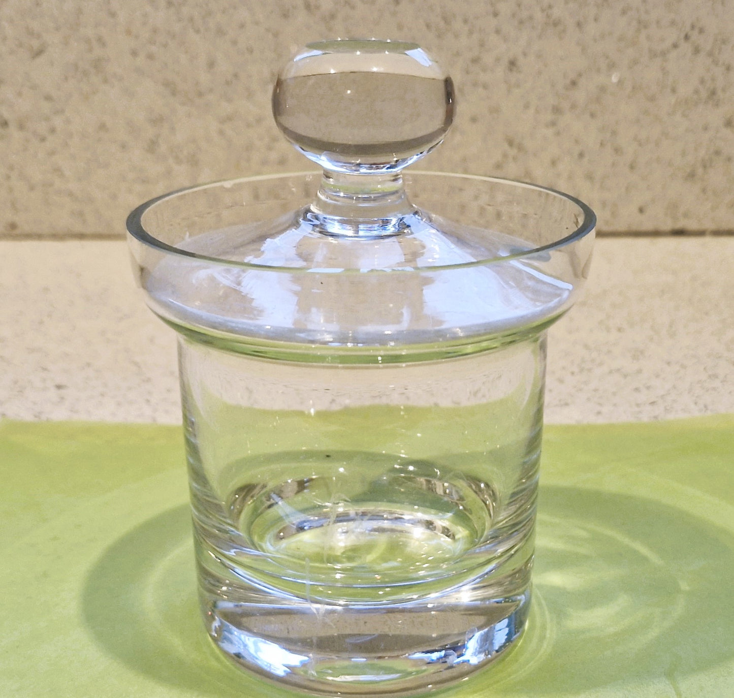 Clear glass jam pot with glass spoon, glass marmalade jar, glass conserve pot with spoon, clear glass jam jar, clear glass preserves pot