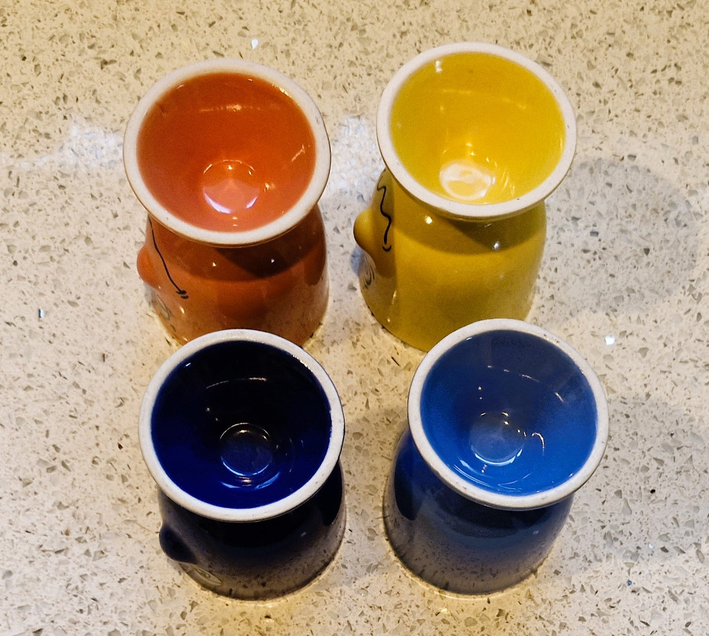 Funny Face Egg Cups, Trade Winds, Egg Cup, Yellow, Vintage, Quirky, 90s, 2000s