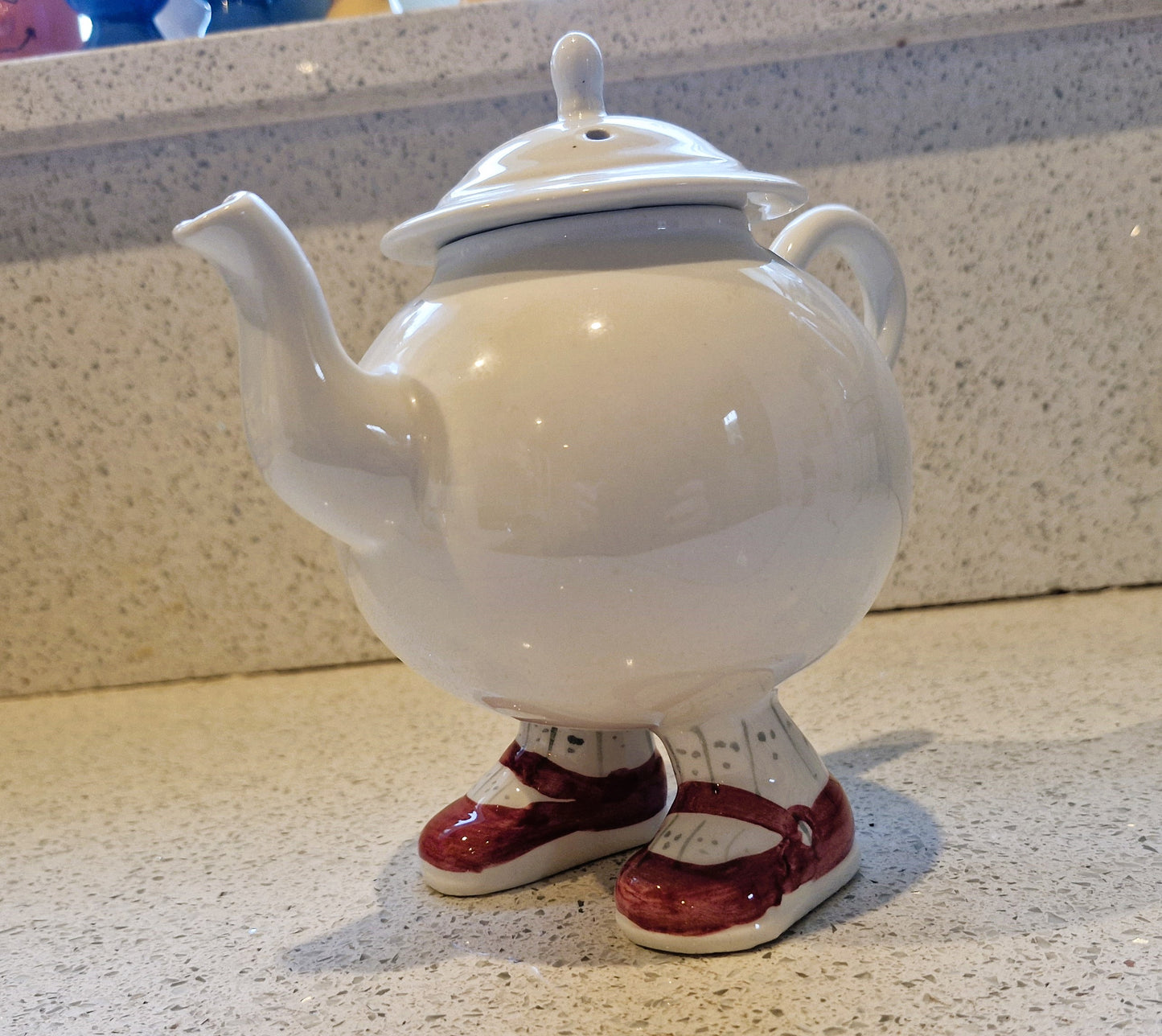 Carltonware, Walking Teapot, Hand Painted, Carltonware Walking Teapot, Made in England, English Pottery,  Tea Pot, Red