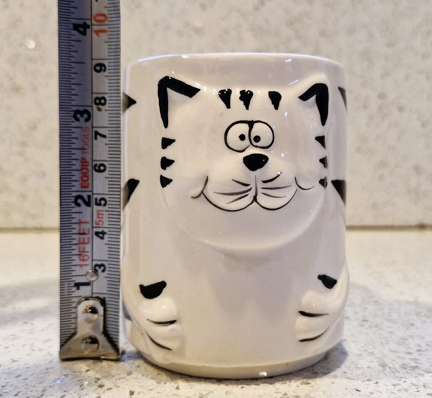 Vintage Black and White Cat Shaped Mug