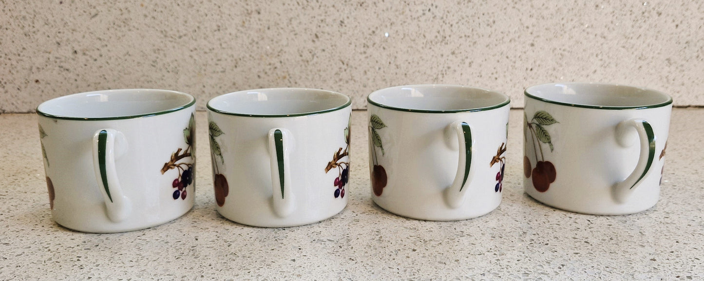 Vintage Royal Worcester Evesham Vale Coffee Mugs - Set of 4 Fruit Tea Cups, Coffee Cups