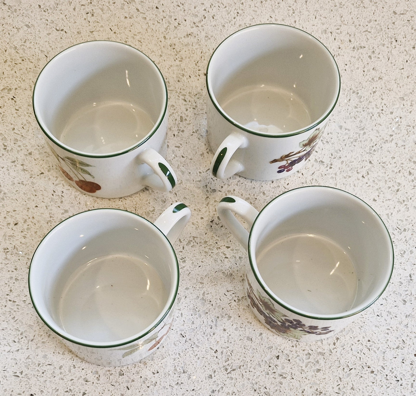 Vintage Royal Worcester Evesham Vale Coffee Mugs - Set of 4 Fruit Tea Cups, Coffee Cups