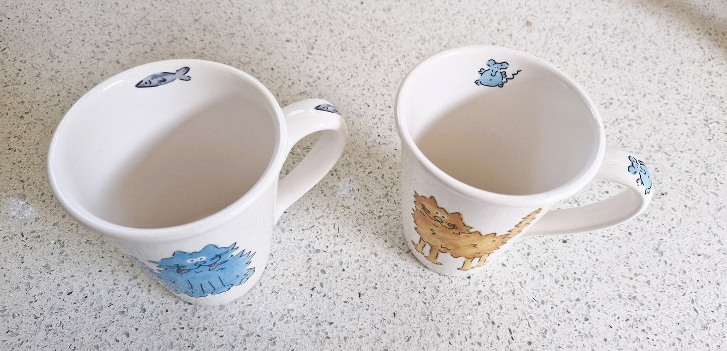 Vintage Quirky Cat Mug: Rhubarb and Custard Style Ceramic