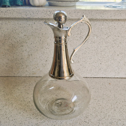 Vintage Claret Jug: Silver Chromium Plated Bell Bottom Wine Decanter