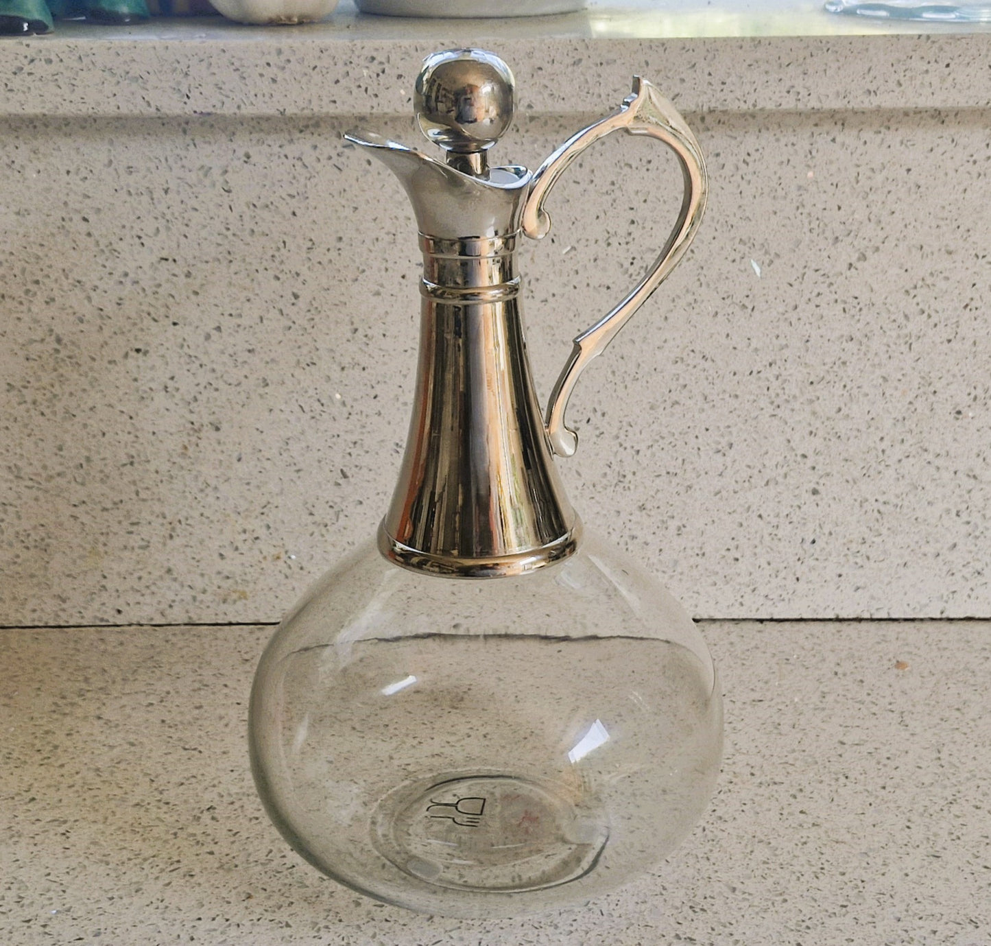 Vintage Claret Jug: Silver Chromium Plated Bell Bottom Wine Decanter