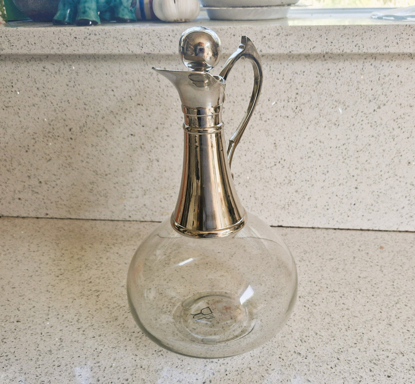 Vintage Claret Jug: Silver Chromium Plated Bell Bottom Wine Decanter