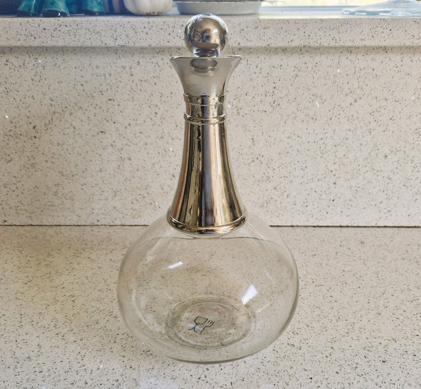 Vintage Claret Jug: Silver Chromium Plated Bell Bottom Wine Decanter