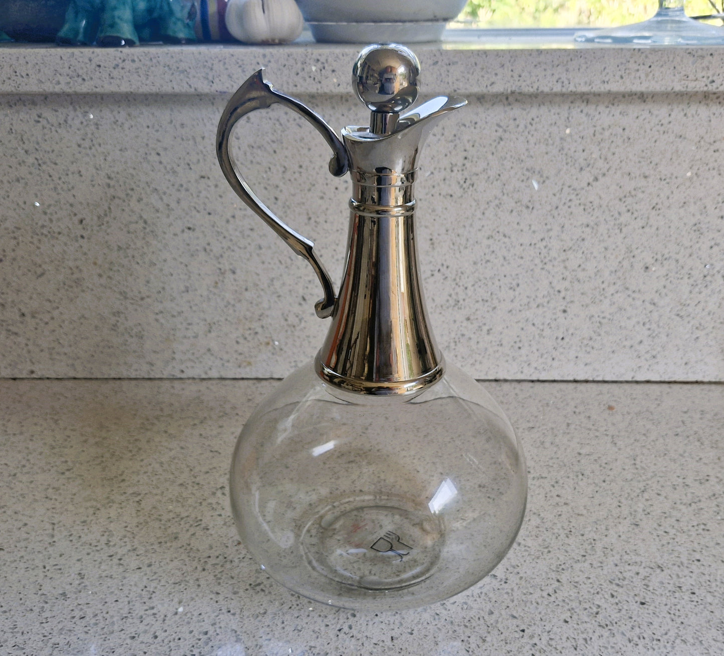 Vintage Claret Jug: Silver Chromium Plated Bell Bottom Wine Decanter