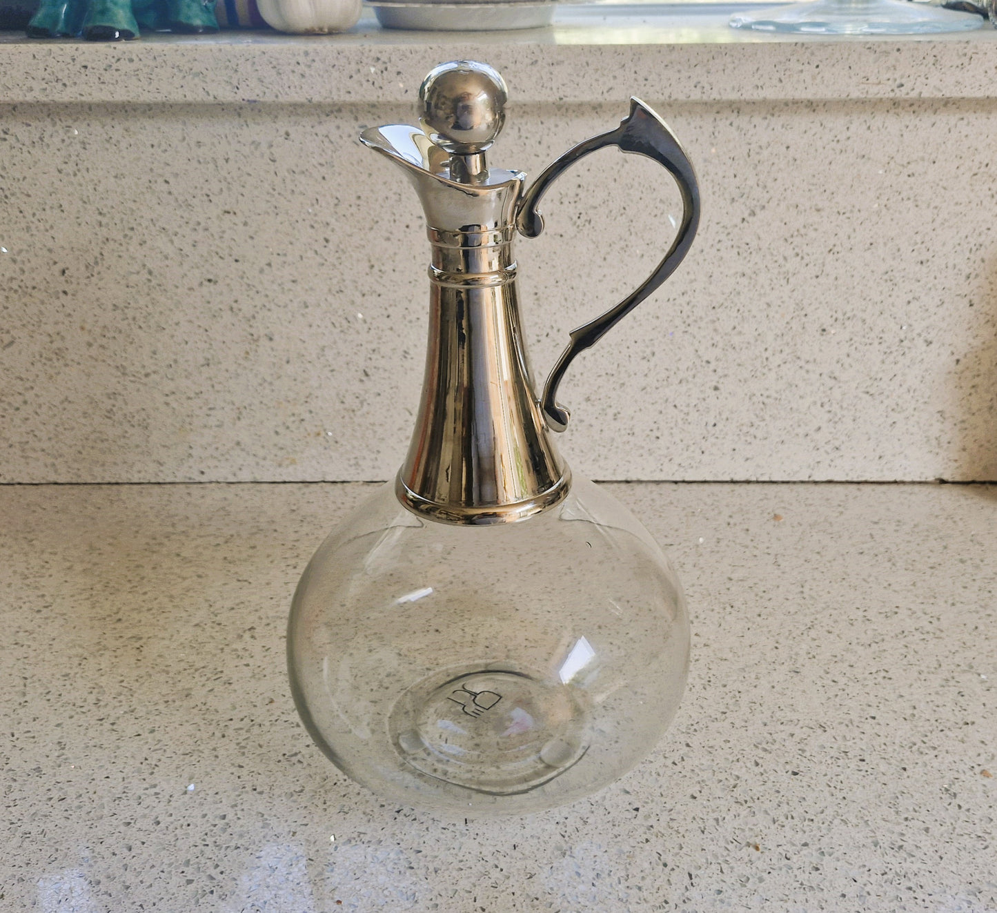 Vintage Claret Jug: Silver Chromium Plated Bell Bottom Wine Decanter