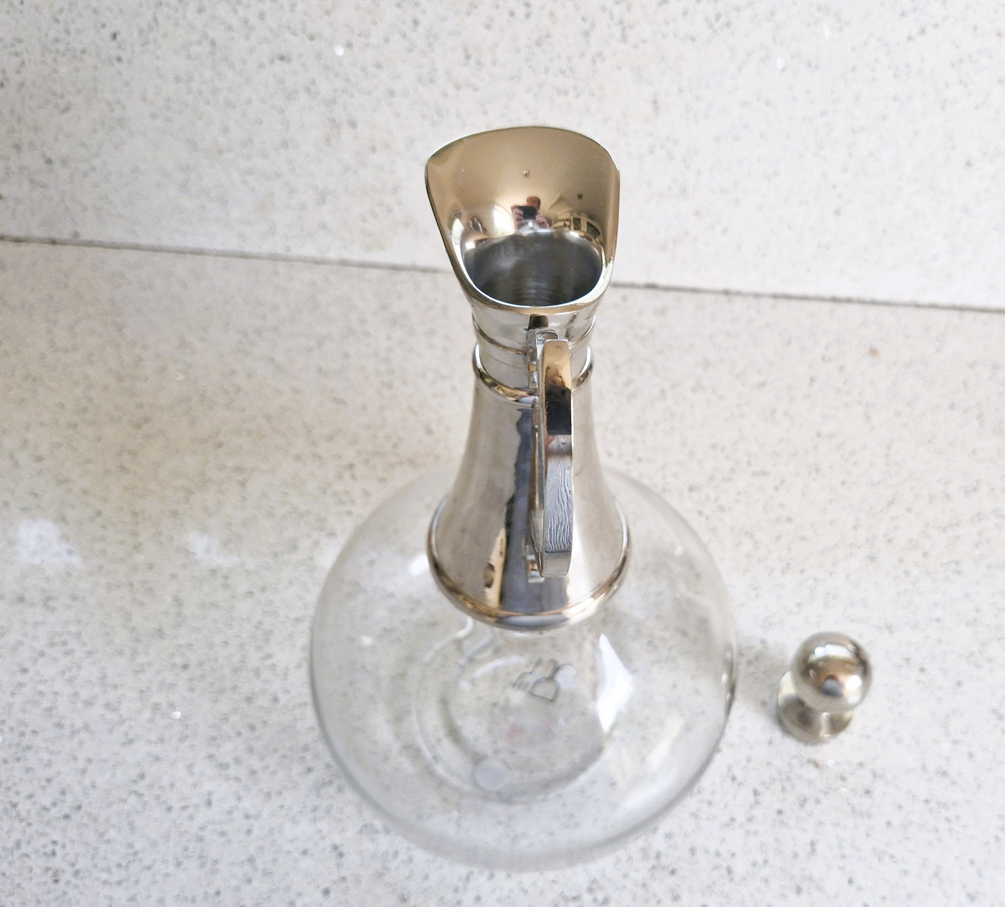 Vintage Claret Jug: Silver Chromium Plated Bell Bottom Wine Decanter