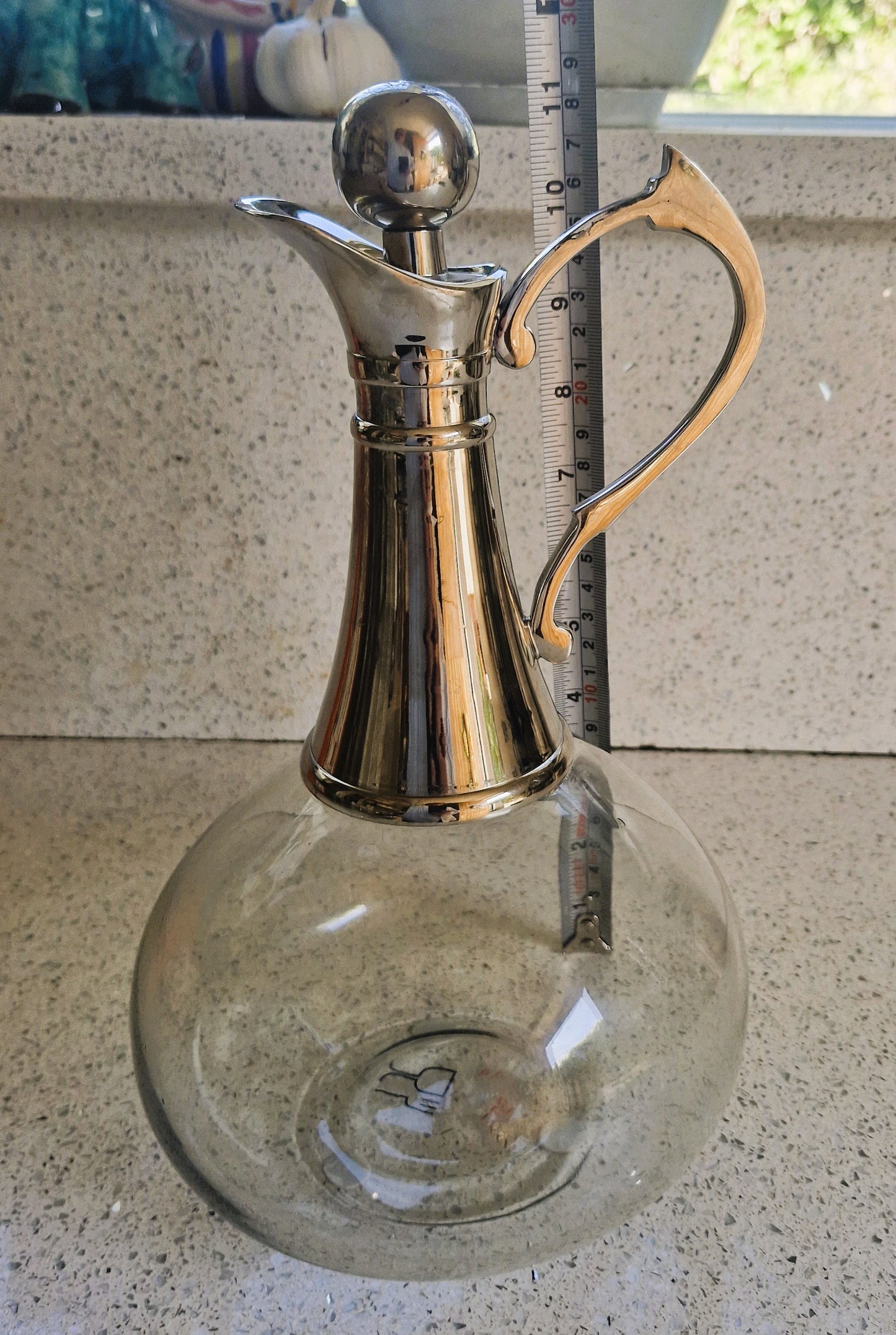 Vintage Claret Jug: Silver Chromium Plated Bell Bottom Wine Decanter