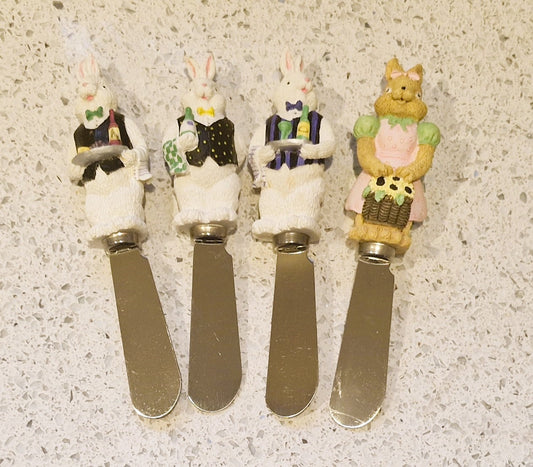 Vintage Easter Bunny Butter Spreaders, Waiter butter spreaders, Rabbit Butter Spreaders, Boston Warehouse, Butter spreaders