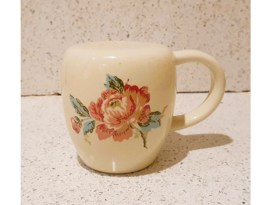 50's Kitchenailia, Vintage Sugar Shaker, Ceramic, Cream, Floral, Cottage core, Cute,  Kitchenalia