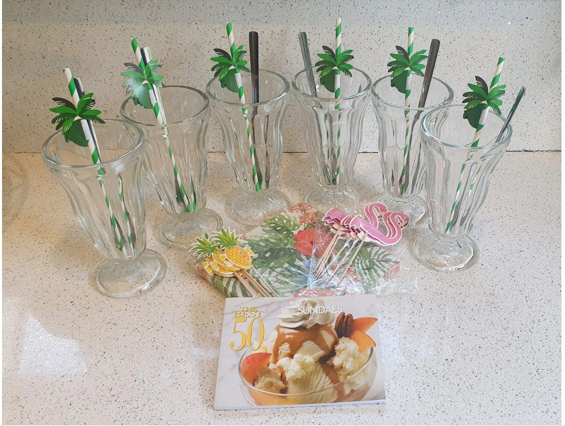 50s Style, Ice Cream Sundae Glasses, Vintage, Clear, Transparent Glass, 50s, 60s, Approx 7 inches, Knickerbocker glory