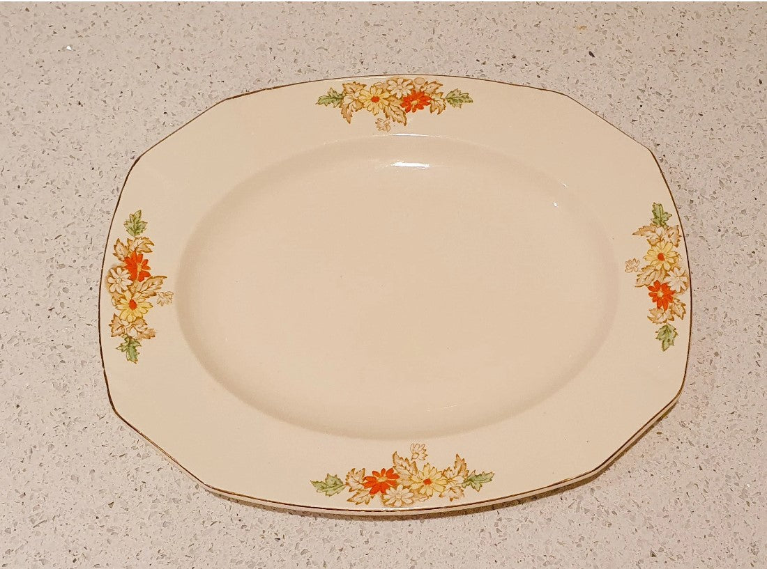 ALFRED MEAKIN, Marigold, Bone China, platter, 11 inches, serving plate, platter, sandwich plate, floral Astoria orange flower