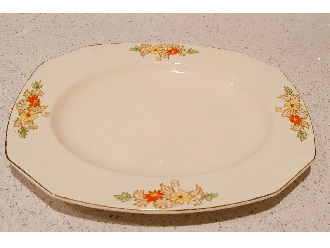ALFRED MEAKIN, Marigold, Bone China, platter, 11 inches, serving plate, platter, sandwich plate, floral Astoria orange flower