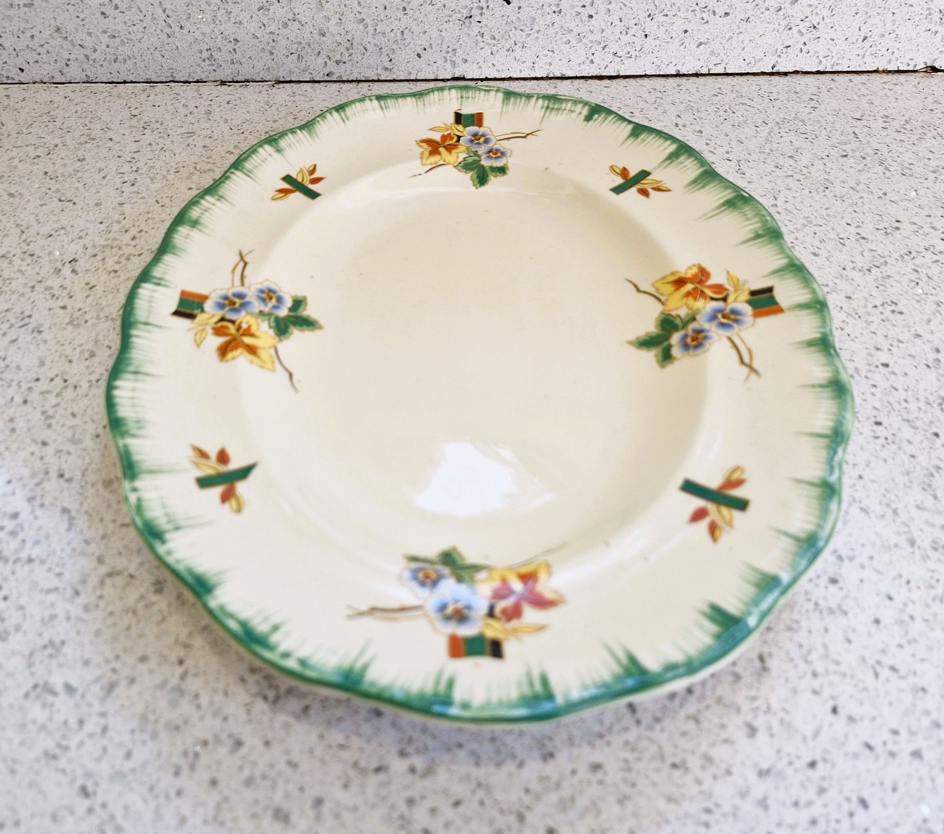 Alfred Clough Plates, Clough Plates, Made in England, Art Deco Hand Painted Plates, Longton, England 