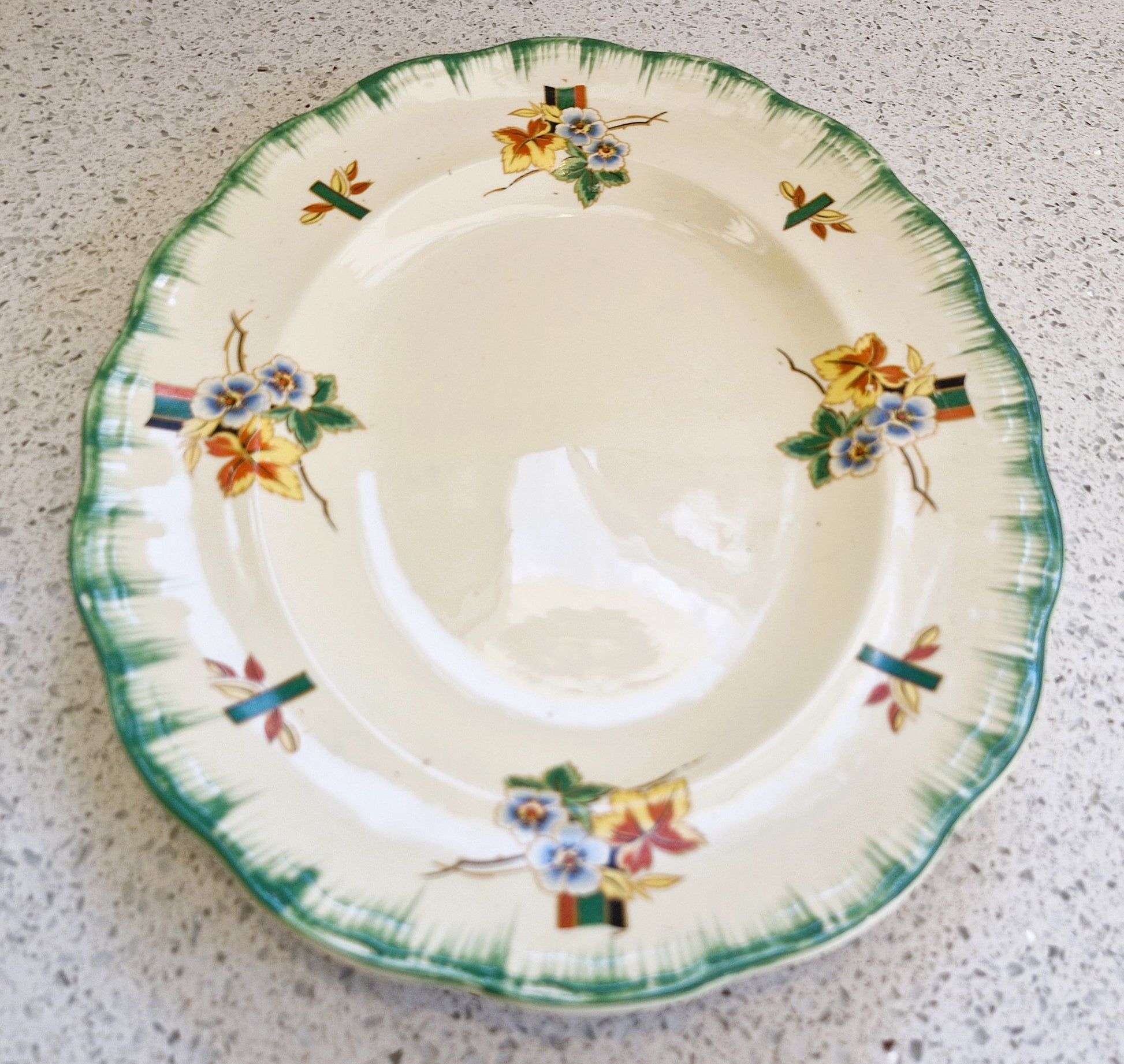 Alfred Clough Plates, Clough Plates, Made in England, Art Deco Hand Painted Plates, Longton, England 